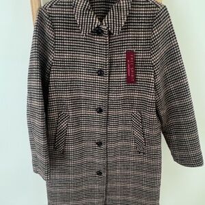 Scotch & Soda Black and Tan Plaid Pea Coat